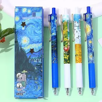 4 шариковые ручки в художественном стиле с кончиками 0,5 мм, легкие и портативные, идеально подходят для студентов и использования в офисе