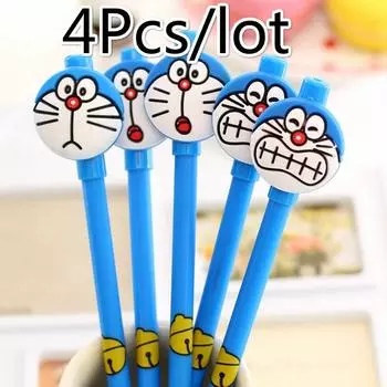 4 шт. 0,5 мм милые кавайные пластиковые гелевые ручки с мультяшными выражениями для детей подарочные школьные принадлежности