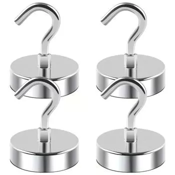 4 шт. 100-фунтовых магнитных крючка. Магнитные крючки для круизных лайнеров, держателей дверей, ключей, дома, офиса, барбекю.