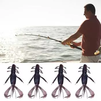 4 шт., 10 см/10 г, мягкая приманка для рака с блестками, реалистичная ПВХ, бионическая искусственная приманка для креветок, пресноводный соленый окунь, форель, аксессуары для рыбалки красно-коричневый