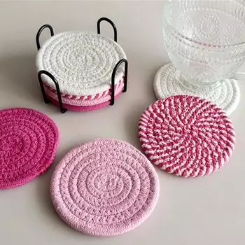 4 шт. 11x11 см маленькая круглая хлопковая тканая кружка для кофе подставка под чайную чашку подставка под тарелку коврик для кухни изоляционная прокладка No Iron Frame