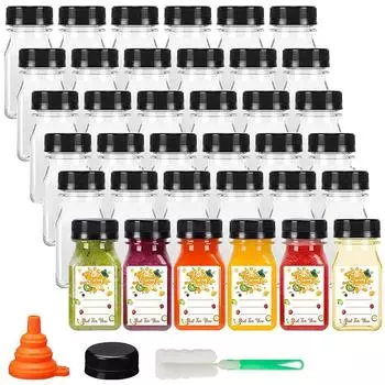 4 шт. 120 мл прозрачные контейнеры для напитков пластиковые многоразовые пустые бутылки для сока с черными крышками с защитой от несанкционированного вскрытия для сока, молока, кофе