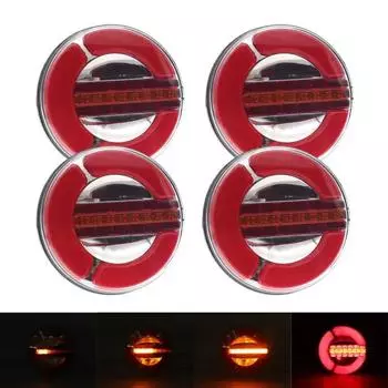 4 шт. 12-30 В динамический светодиодный задний фонарь для прицепа, грузовика, задний стоп-сигнал, DRL, указатель поворота, автомобиль, лодка, автобус, круглые задние фонари CHINA