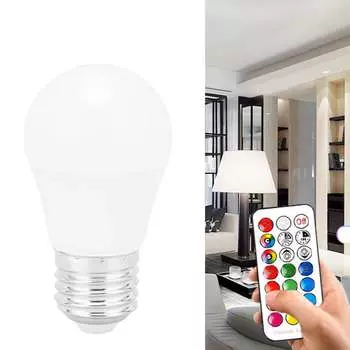 4 шт. 12-цветная светодиодная лампочка RGB 5 Вт, смена цвета, 500 лм, регулируемая яркость, E27, E26, спиральная цветная лампочка