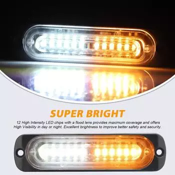 4 шт. 12-светодиодные стробоскопы сбоку аварийное предупреждение об опасности вспышка бар 12 В-24 В 36 Вт IP68 водонепроницаемый для автомобиля грузовика белый
