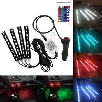 4 шт. 12 В автомобильный RGB светодиодный DRL свет 5050SMD автомобильный пульт дистанционного управления декоративная гибкая светодиодная лента разноцветный