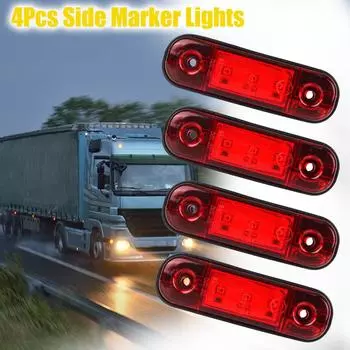 4 шт. 12 В для грузовика, прицепа, автобуса, сигнальные лампы торможения, предупреждающие задние фонари 24 В, внешние фонари для автомобиля, светодиодные боковые габаритные фонари красный