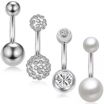 4 шт 14G кольца для пупка жемчуг два шарика пупок пирсинг украшения для тела