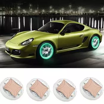 4 шт. 15-режимный автоматический мигающий светодиодный фонарь для вентилей шин автомобильных колесных дисков с питанием от солнечной энергии