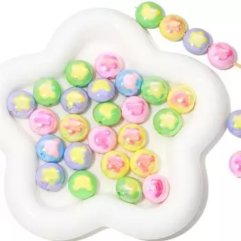 4 шт., 18 мм, цвет макарон, кремовый цветок, медведи, акриловые бусины для DIY, ожерелье, браслет, серьги, изготовление ювелирных изделий 18mm-bear зелёный