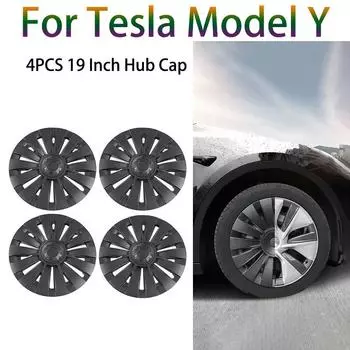 4 шт. 19-дюймовый колпак ступицы для Tesla Model Y, автомобильный колпак ступицы, полноразмерная крышка обода автомобиля, сменные колпаки для левого и правого колеса, аксессуары