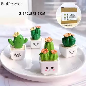 4 шт. 1:12 кукольных миниатюрных кактусов, суккулентов, растений в горшках, украшение для дома и автомобиля