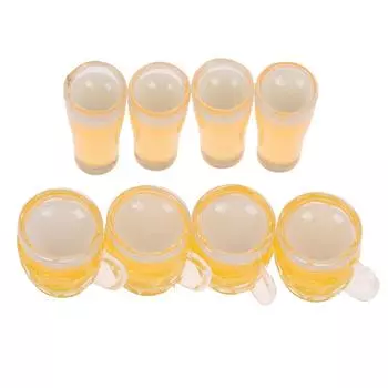 4 шт. 1:12 кукольных миниатюрных пивных бокалов из смолы, модель маленькой чашки, декор для кукольного дома as the picture