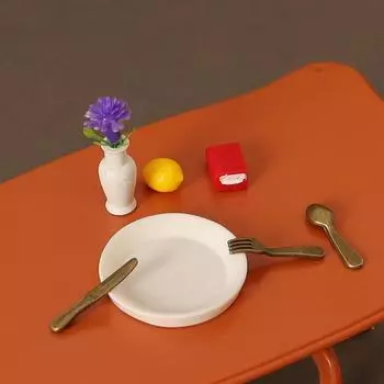 4 шт. 1:12 кукольных тарелок, ножей, вилок, ложек, набор кукольных мини-посуды, аксессуары для кукольного домика, украшения для кухни, игрушки для игр 1