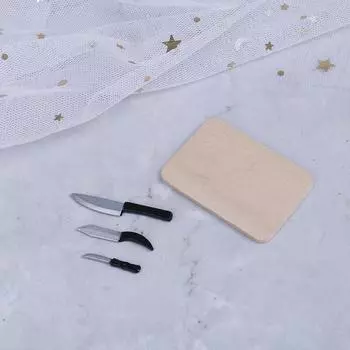 4 шт. 1:12 кукольный домик, миниатюры, кухонная разделочная доска, набор ножей, мини-игрушки