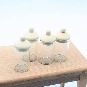 4 шт. 1/12 кукольный домик прозрачная стеклянная банка кукольный домик миниатюрная кухня хранение бутылки кукольный домик украшения аксессуары