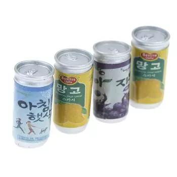 4 шт. 1:12 миниатюрных банок для напитков для кукольного домика, украшение для кухни кукольного домика