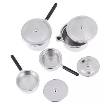 4 шт. 1:12 Миниатюрных металлических мини-горшочков для кукольного домика Кукольная мебель для кухни One Size