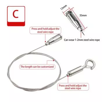 4 шт. 1,5 мм трос пружинный крючок регулируемый подвесной бельевой веревки фиксированный замок ограждения подъемный код подходит для световых панелей 0.5M