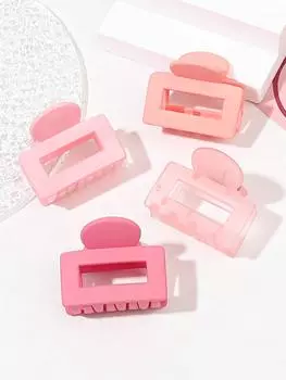 4 шт. 1,6-дюймовые розовые заколки-крабы для тонких волос, прямоугольные акриловые банановые нескользящие зажимы, маленькие зажимы-крабы, Y2K аксессуары для волос