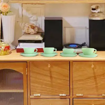 4 шт. 1:6 масштабная модель кукольного домика набор из чашки и блюдец, аксессуары для кукол украшения мебель игрушки