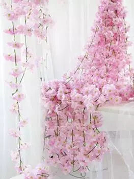 4 шт. 1,8 м искусственный цветок вишни, гирлянда, подвесные лозы для домашнего декора, комнаты, свадьбы, вечеринки, кавайный декор розовый