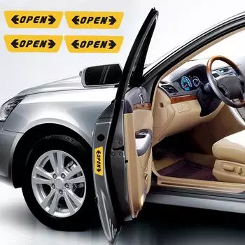 4 шт./1 комплект, наклейки с предупреждением об открытой двери автомобиля, светоотражающие наклейки с предупреждением об открытой двери автомобиля, наклейки с предупреждением об открытой двери, наружные аксессуары красный