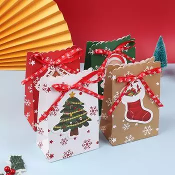 4 шт. 2025 рождественские крафт-бумажные пакеты снежинка подарочный пакет печенье конфеты упаковка DIY год рождественский фестиваль вечеринка украшение