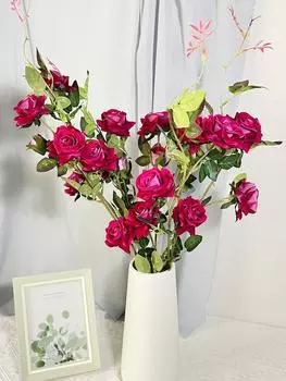 4 шт. 20 головок искусственных шелковых цветов, 82 см, длинный стебель, искусственная роза, роза для свадьбы, дня рождения, вечеринки, стола, украшения дома, цветочные красный