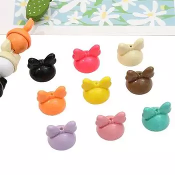 4 шт. 20 мм акриловые бусины с бантиком в виде кролика, подвески для ожерелья, брелок, сделай сам, изготовление ювелирных изделий 20*17mm 4pcs/pack