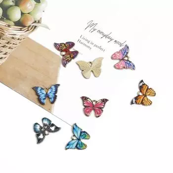 4 шт. 21x15 мм эмалированные металлические подвески в форме бабочки для самостоятельного изготовления ювелирных изделий