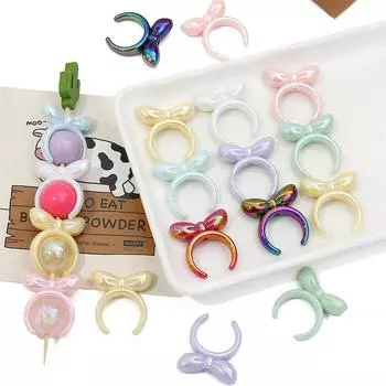 4 шт. 25 мм акриловые бусины с бантиком в виде кролика, подвески для ожерелья, брелок, сделай сам, изготовление ювелирных изделий 25*27mm 4pcs/pack