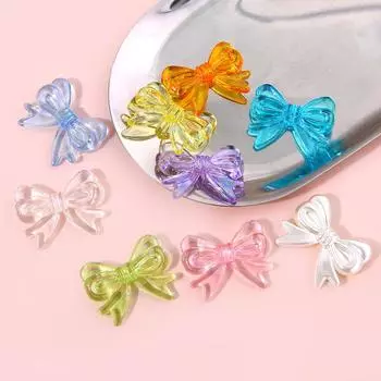 4 шт. 29x22 мм акриловые блестящие цветные бусины с узлом-бабочкой для изготовления ювелирных изделий своими руками, аксессуары белый