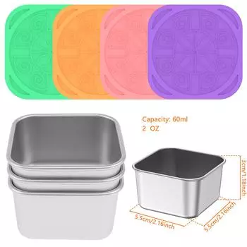 4 шт. 2/6 унций контейнер для закусок из нержавеющей стали салатница с силиконовыми крышками герметичная портативная штабелируемая заправочная коробка для хранения продуктов