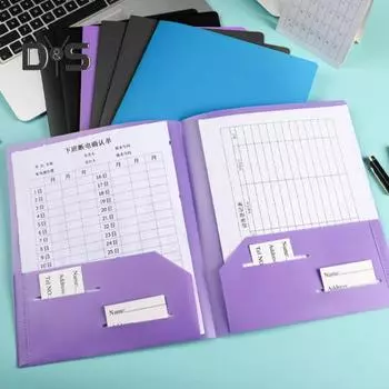4 шт. 2-страничная папка-файл, прочная, с двумя карманами и застежками, органайзер для студенческих файлов, канцелярские принадлежности 4pcs фиолетовый