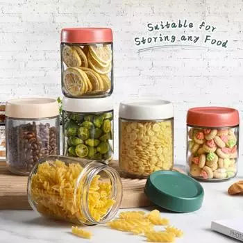 4 шт., 300/500 мл герметичная банка с яркой цветной крышкой, хорошая герметичность, герметичный контейнер для парфе, пищевые стеклянные банки 500ML