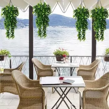 4 шт. 30-дюймовые подвесные искусственные зеленые растения реалистичные поддельные листья эвкалипта лианы для помещений и улицы ЛОЖНАЯ зелень