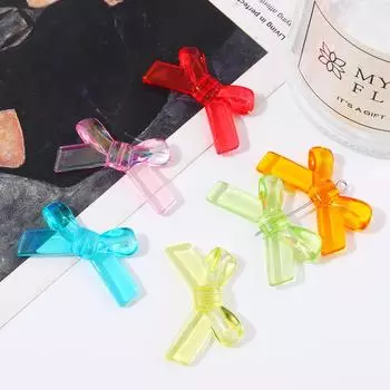 4 шт. 34x20 мм акриловые бусины с узлом-бабочкой для ожерелья, браслета, серьг, аксессуаров для волос «сделай сам» чистый