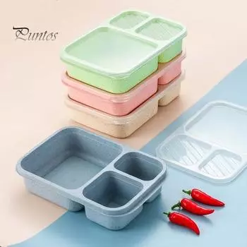 4 шт., 3-отделенный ланч-бокс, сейф для микроволновой печи, коробка для бенто с прозрачной крышкой, пищевой контейнер для приготовления еды 4pcs
