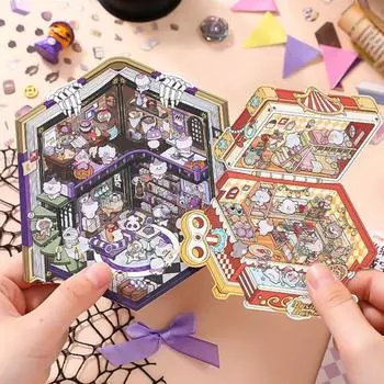 4 шт. 3D наклейки для дома DIY набор мультяшных мини-сцен наклейки для сцен