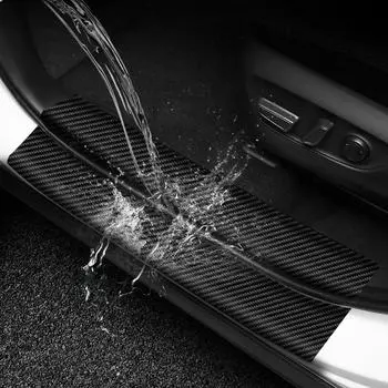 4 шт. 3D наклейки из углеродного волокна для автомобиля, защитная полоса для порога автомобиля, защитная лента от царапин, защитная пленка для двери автомобиля