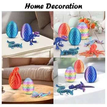 4 шт. 3D-печатных драконов-осьминогов с наполнителями для пасхальной корзины в виде яиц, набор игрушек в виде животных, напечатанных на 3D-принтере One Size