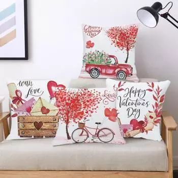 4 шт., 45x45 см, наволочки на день Святого Валентина, наволочка с красным сердцем и потайной молнией, свадебное украшение для дома, диван, кровать