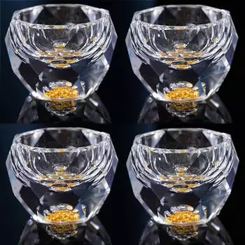 4 шт. 50 мл хрустальные граненые стаканы для ликера набор стаканы для водки виски спиртных напитков бирюзовый / золотой бокал для вина соджу бренди барная утварь