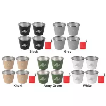 4 шт. 50 мл уличный стакан для кофе из нержавеющей стали для путешествий, винные чашки, штабелируемые кружки для чая, молока, напитков для походов, рыбалки серый