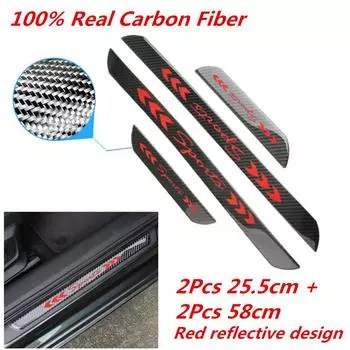 4 шт. 58 см + 25,5 см Накладки на пороги из настоящего углеродного волокна для автомобиля