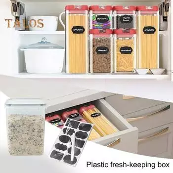 4 шт. 5,2 л коробка для овощей, прозрачная хорошая печать с этикетками и ручкой для маркировки, пыленепроницаемая, влагозащищенная, орехи, закуски, банки для хранения чая, банки для консервирования овса 4pcs