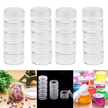 4 шт., 5 контейнеров для штабелируемых бусин, прозрачные коробки для хранения банок с завинчивающейся крышкой