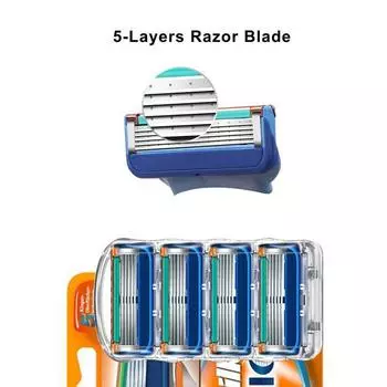 4 шт., 5-слойная бритва для ухода за лицом Gillettee Fusione, 5 лезвий, кассеты для бритья, сменные лезвия