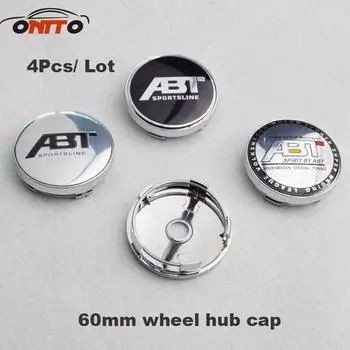 4 шт., 60 мм, логотип ABT, центральная крышка колеса автомобиля, эмблема ступицы колеса, крышка, Стайлинг автомобиля для V/W Golf Polo Passat B5 Touran Bora чёрный